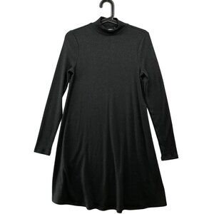 Gap Long Sleeve Mock Neck Dress Womens Small S Black Ribbed T Shirt Dress